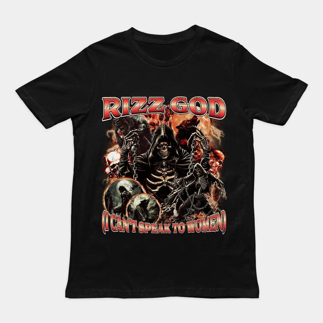 Space Clothes Rizz Rizz God (Ich kann nicht mit Frauen sprechen) T-Shirt β Orbital Clothing