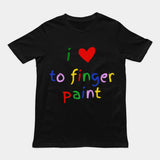 Ich liebe es, T-Shirts mit Fingerfarben zu bemalen.
