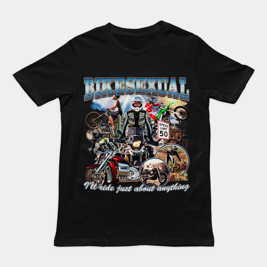Bikesexual (I'll ride just about anything) T-Shirt Orbital Clothing