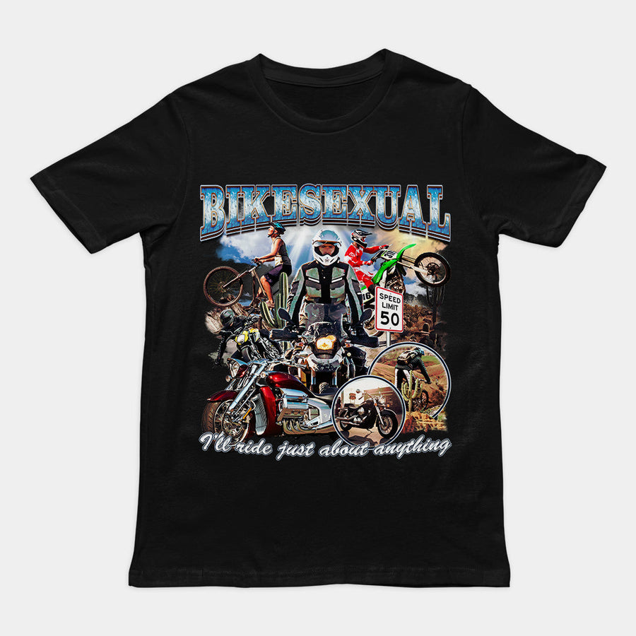 Bikesexual (I'll ride just about anything) T-Shirt Orbital Clothing
