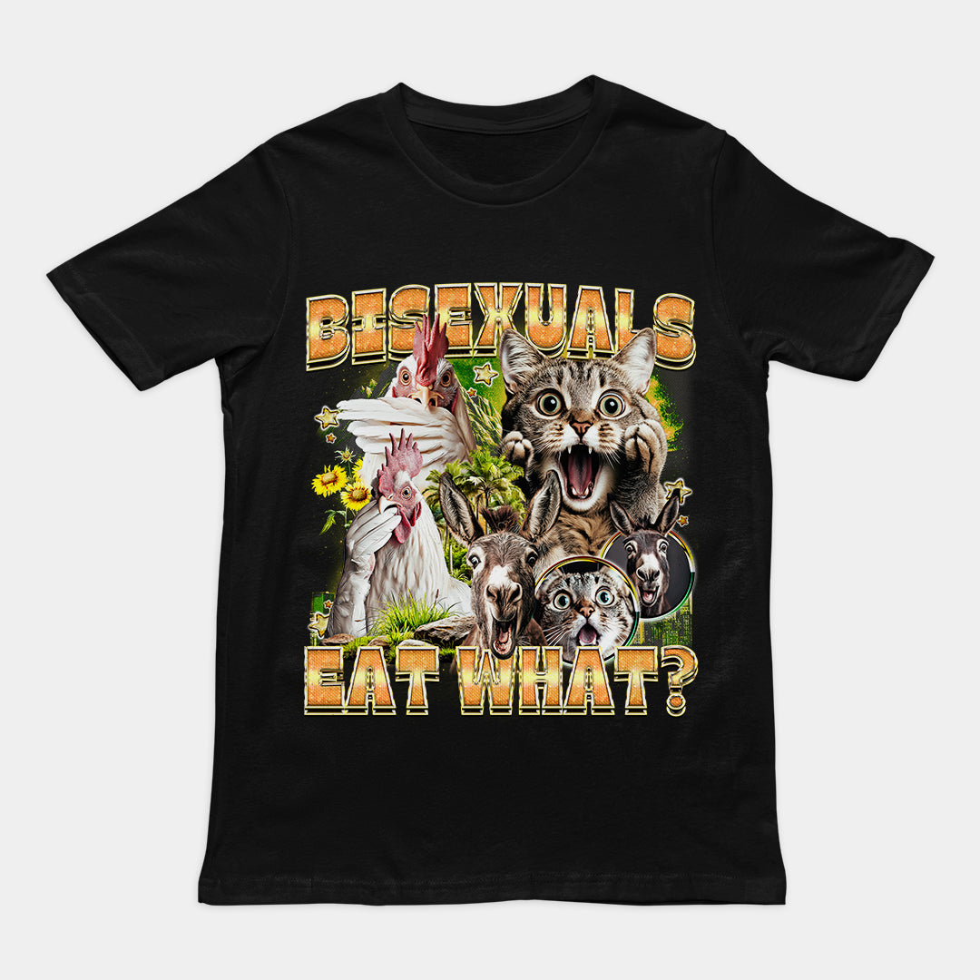 Bisexuals Eat What? (vintage style) T-Shirt
