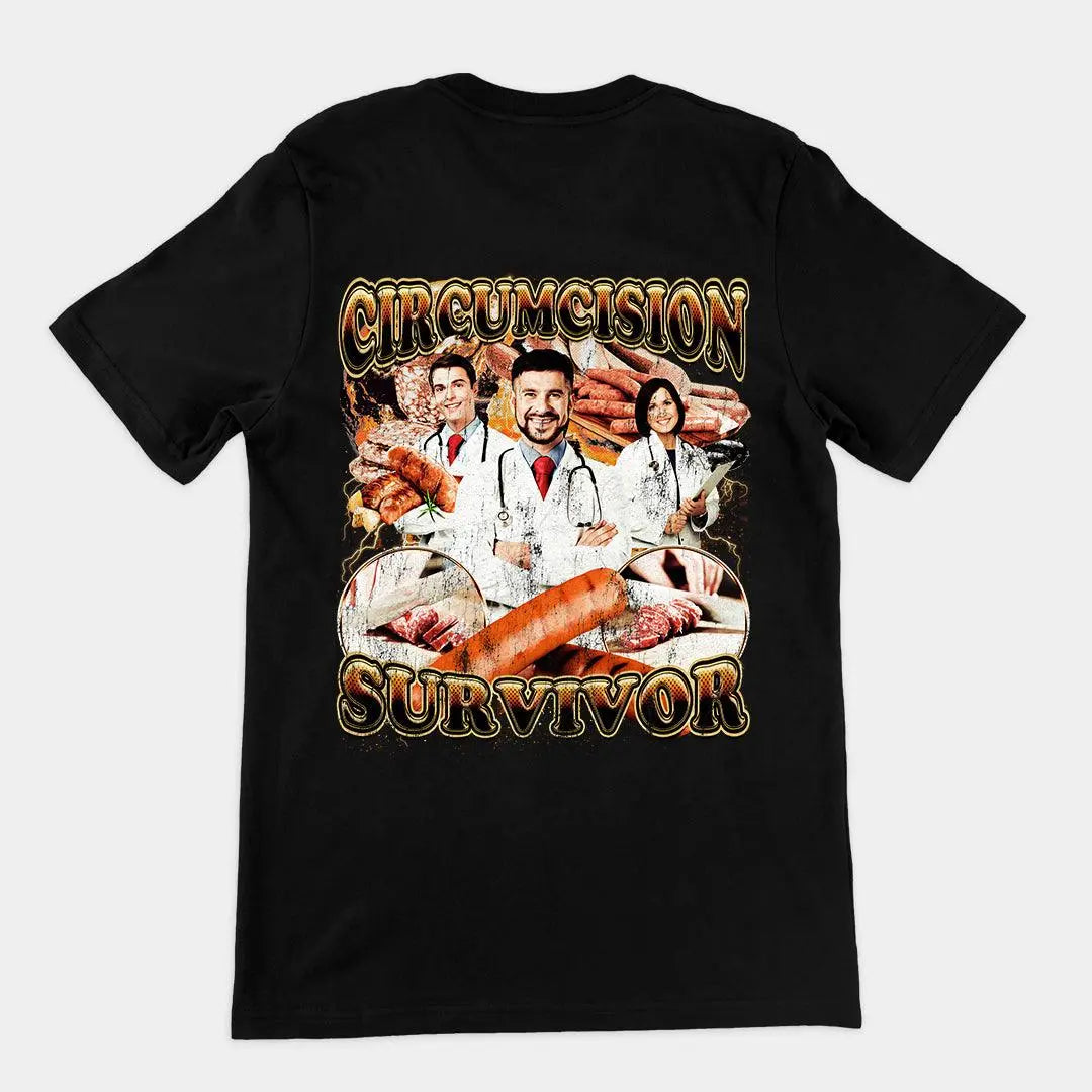 Circumcision Survivor t-shirt (backprint) - Orbital Clothing