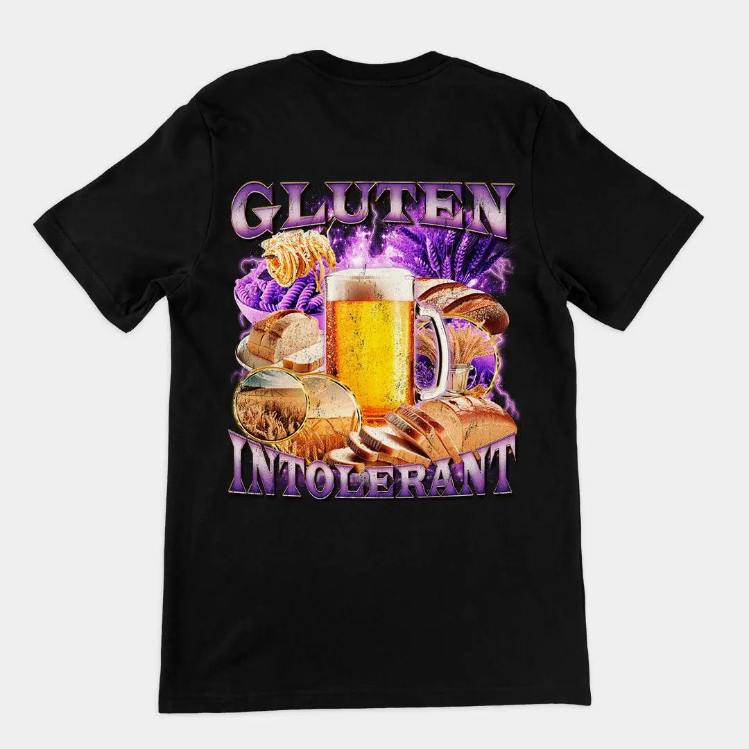 Gluten Intolerant (Updated Design) t-shirt (backprint) - Orbital Clothing