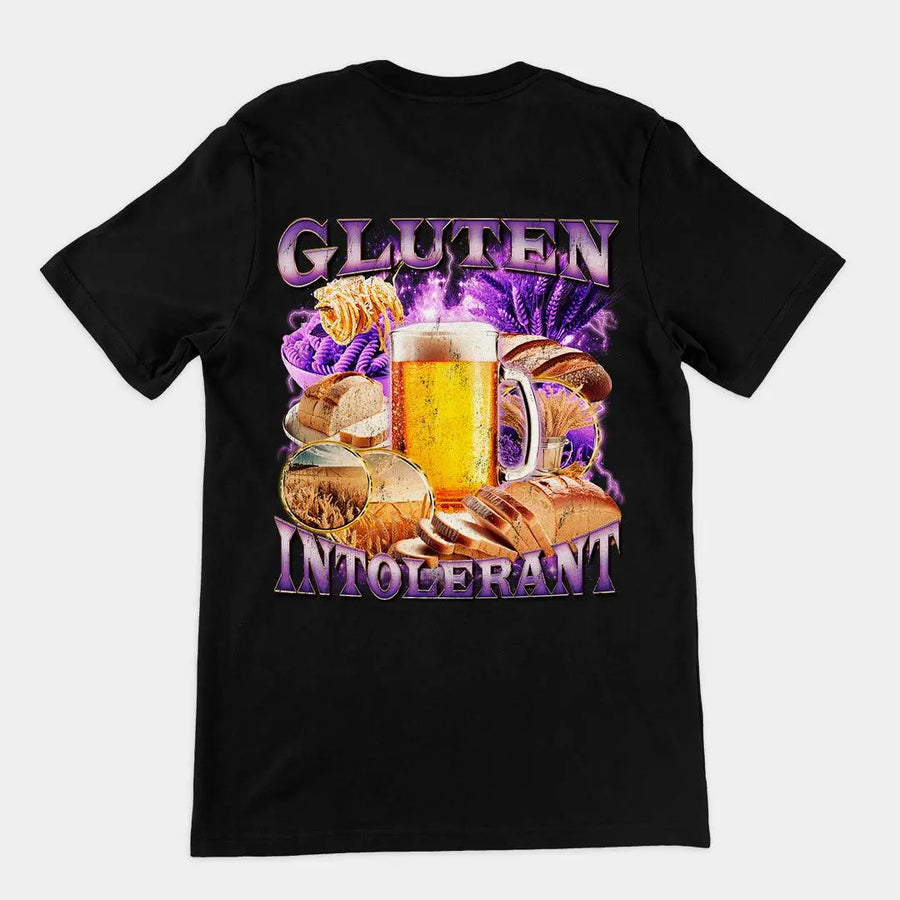 Gluten Intolerant (Updated Design) t-shirt (backprint) - Orbital Clothing