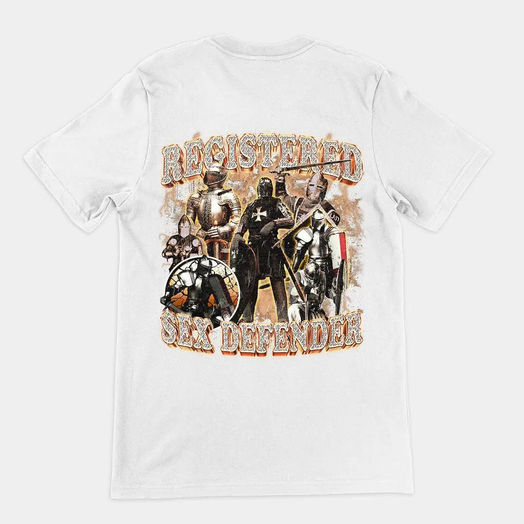 Registered Sex Defender t-shirt (backprint) - Orbital Clothing