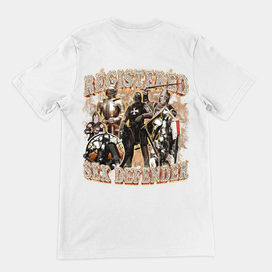 Registered Sex Defender t-shirt (backprint) - Orbital Clothing