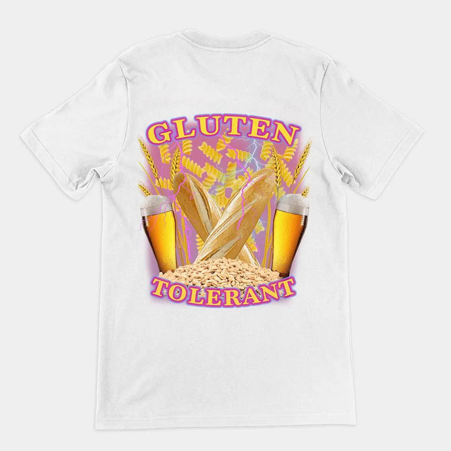 Gluten Tolerant (OG design) t-shirt (backprint) - Orbital Clothing