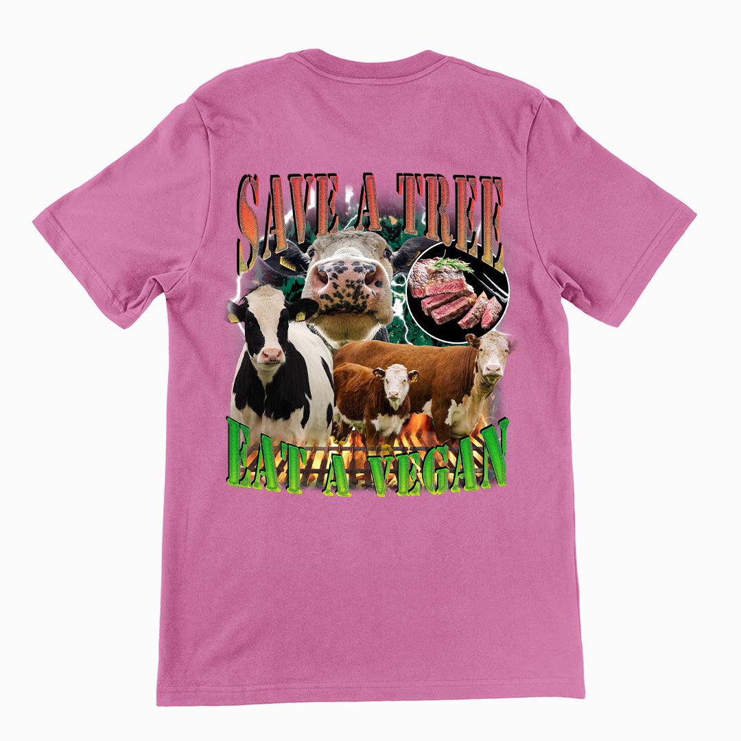 Save a Tree Eat a Vegan t-shirt (backprint)