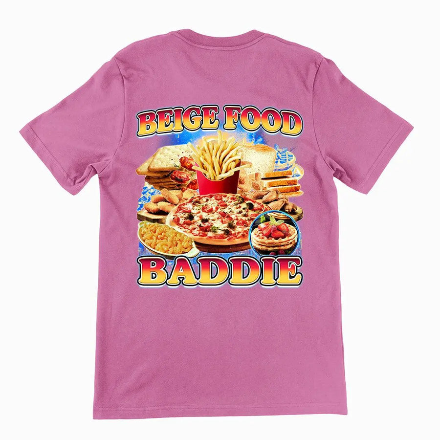 Beige Food Baddie T-Shirt (backprint) - Orbital Clothing
