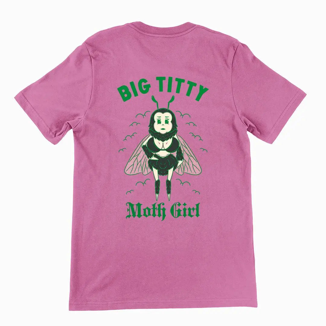 Big Titty Moth Girl t-shirt (backprint) - Orbital Clothing