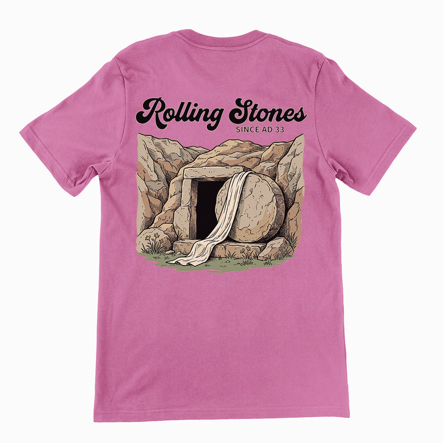 Rolling Stones since AD 33 (Jesus Resurrection) T-Shirt (backprint) Orbital Clothing