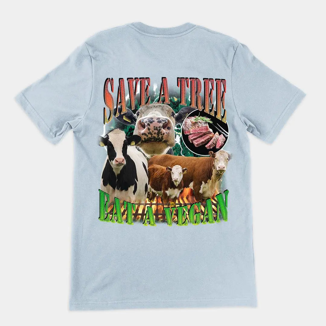 Save a Tree Eat a Vegan t-shirt (backprint) - Orbital Clothing