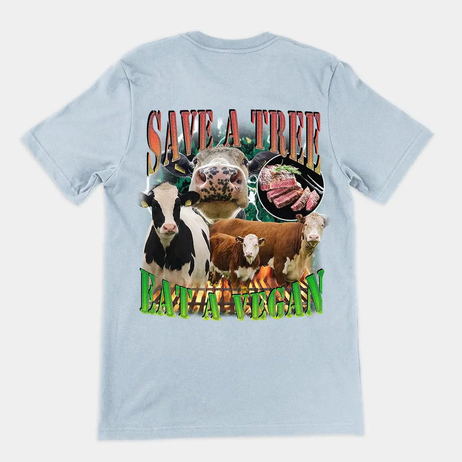 Save a Tree Eat a Vegan t-shirt (backprint) - Orbital Clothing