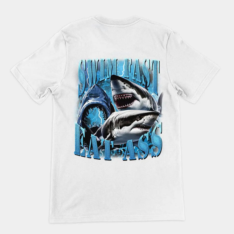 Swim Fast Eat Ass t-shirt (backprint) - Orbital Clothing