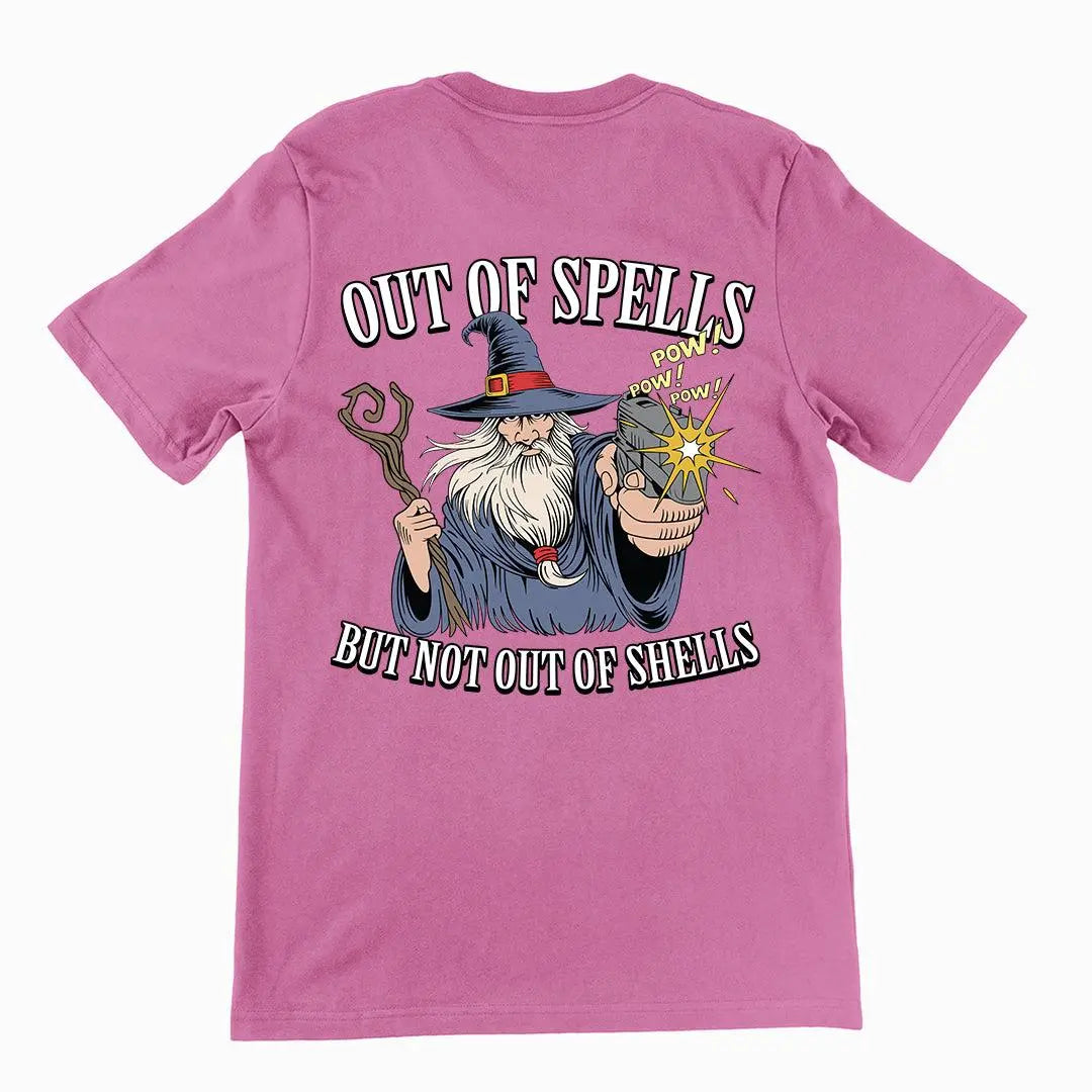 Out of Spells but Not Out of Shells T-Shirt (backprint) - Orbital Clothing