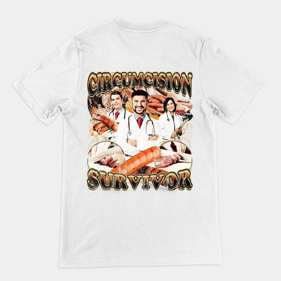 Circumcision Survivor t-shirt (backprint) - Orbital Clothing