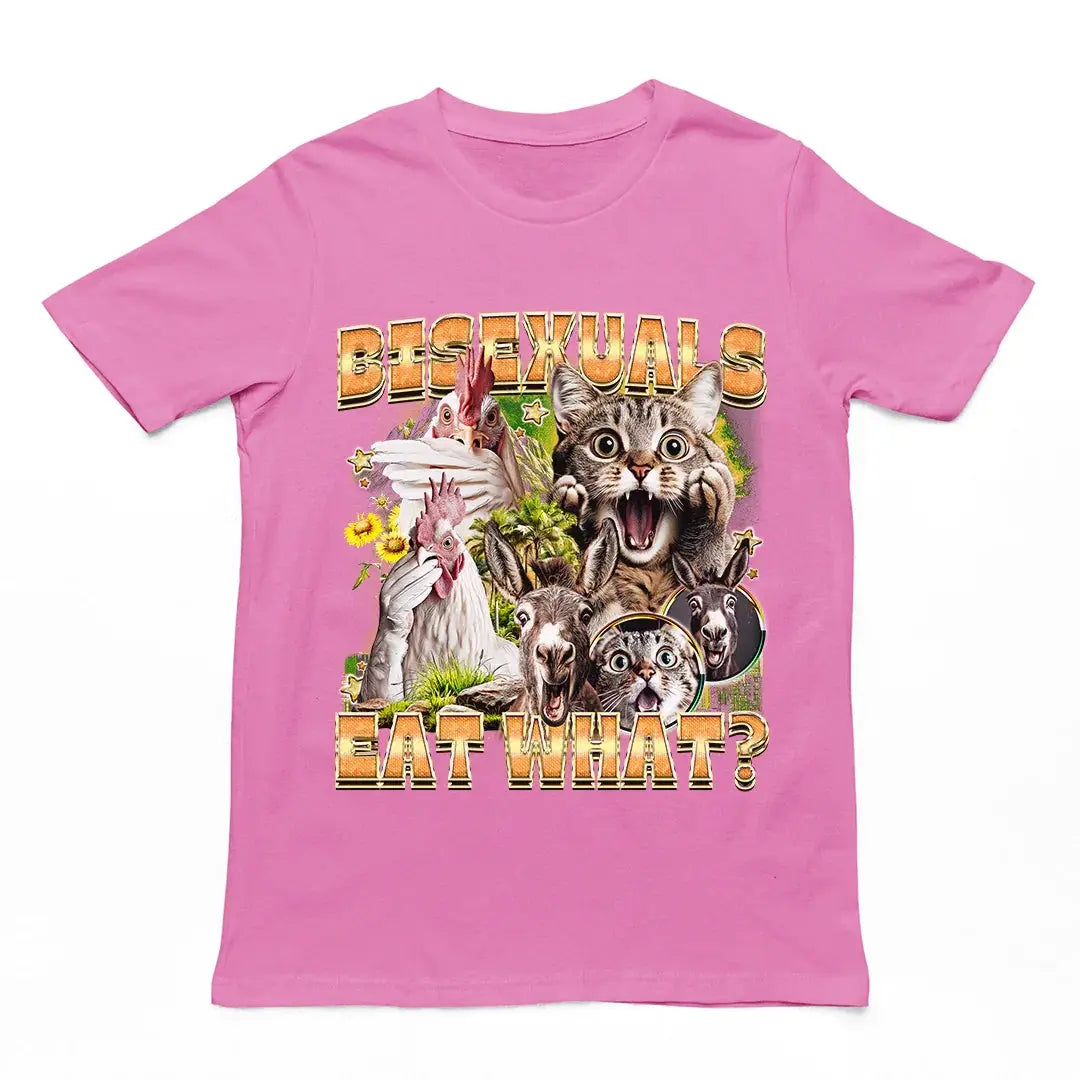 Bisexuals Eat What? (vintage style) T-Shirt - Orbital Clothing