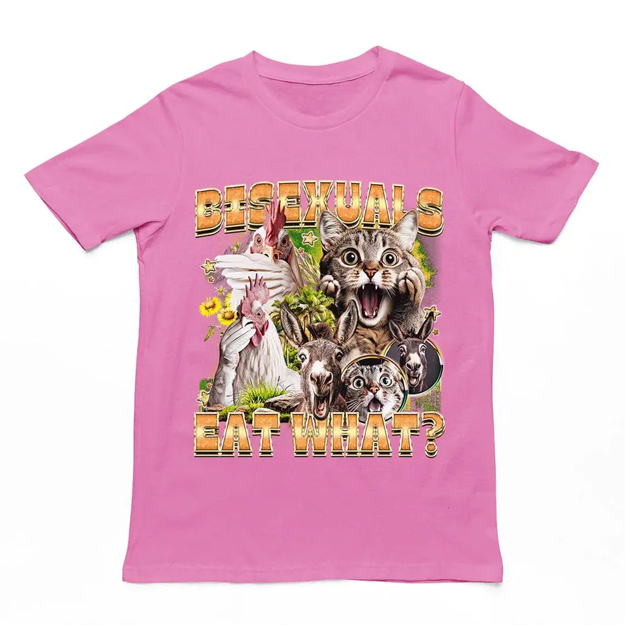 Bisexuals Eat What? (vintage style) T-Shirt - Orbital Clothing