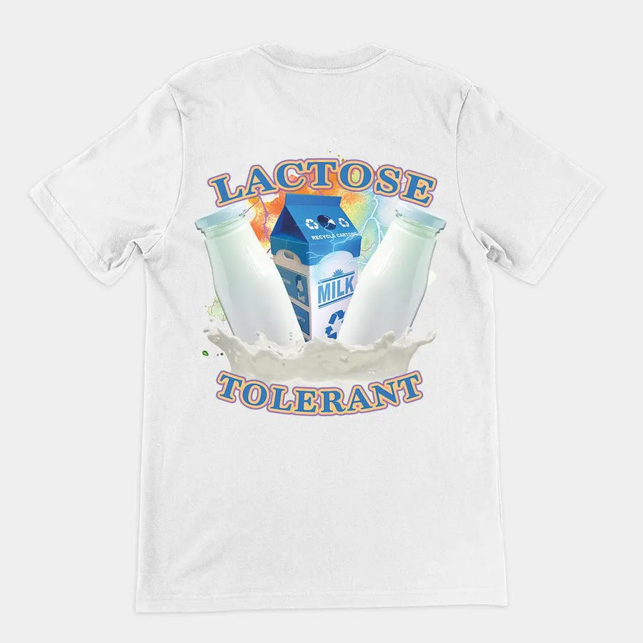 Lactose Tolerant (OG design) t-shirt (backprint) - Orbital Clothing