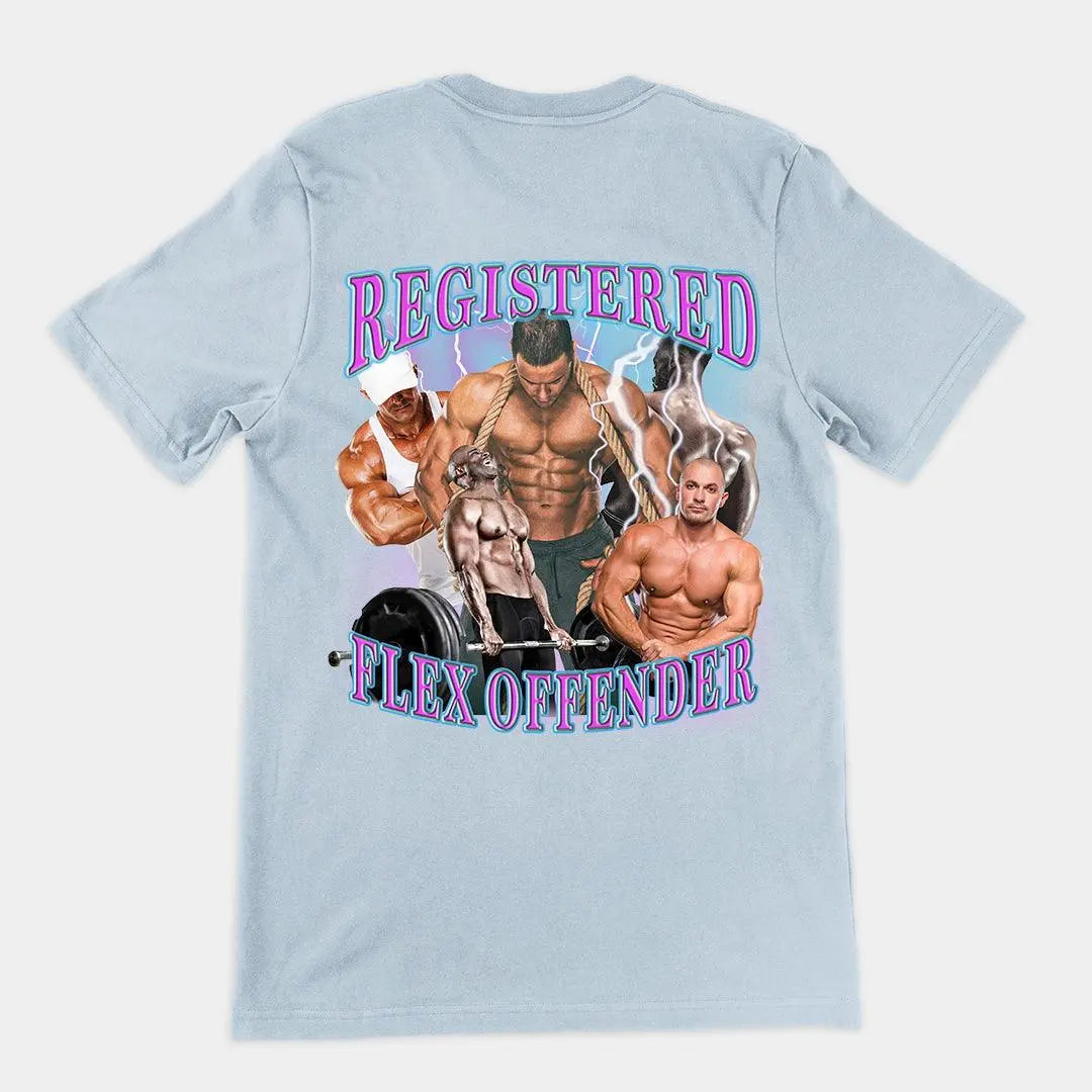 Registered Flex Offender t-shirt (backprint) - Orbital Clothing