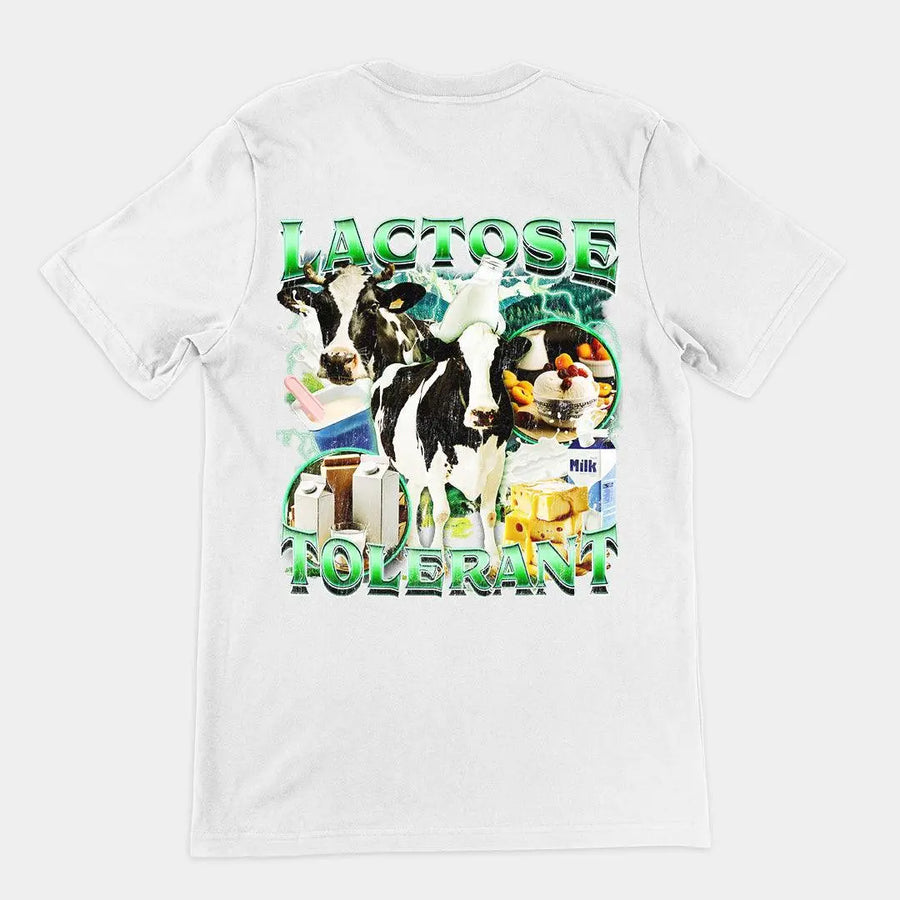 Lactose Tolerant t-shirt (backprint) - Orbital Clothing