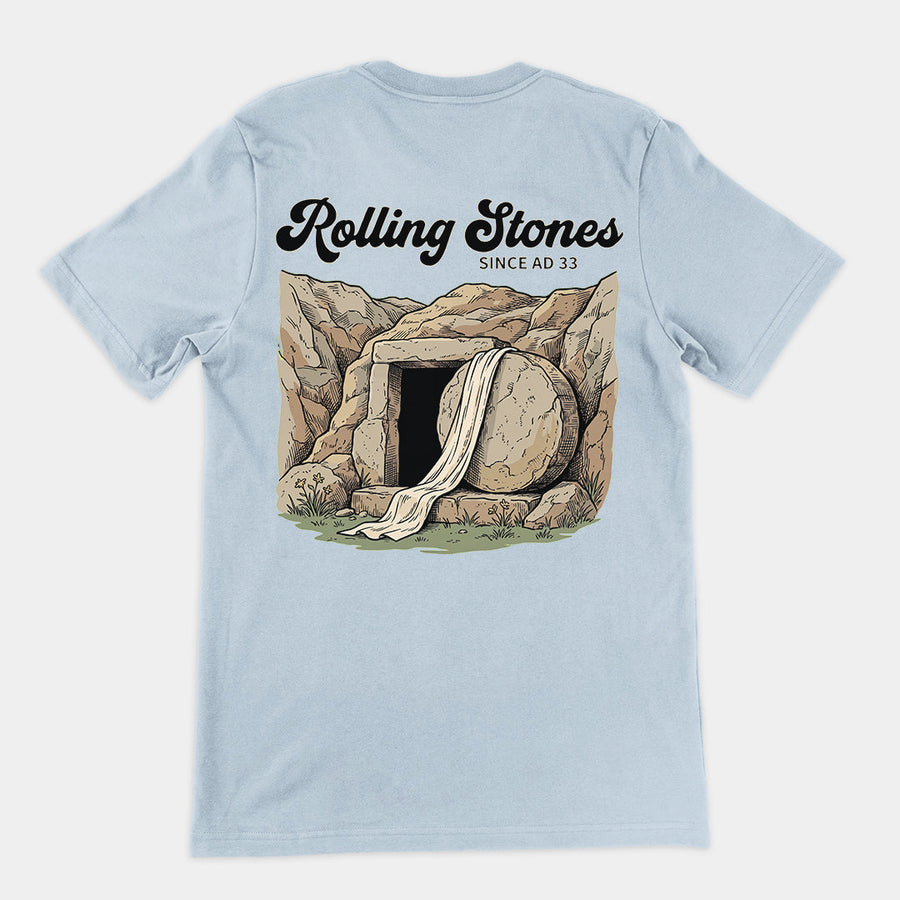 Rolling Stones since AD 33 (Jesus Resurrection) T-Shirt (backprint) Orbital Clothing