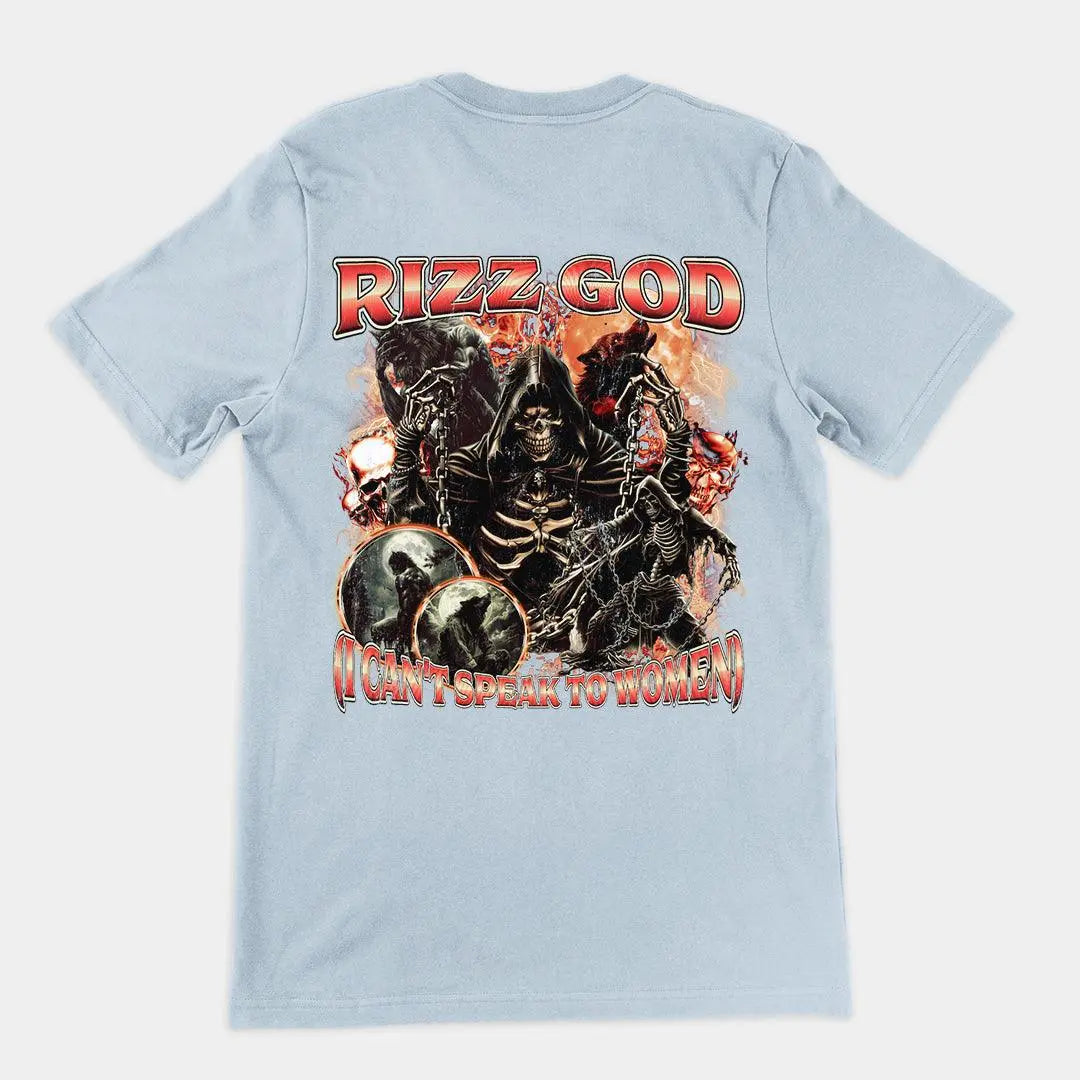 Rizz God (I Can't Speak to Women) t-shirt (backprint) - Orbital Clothing