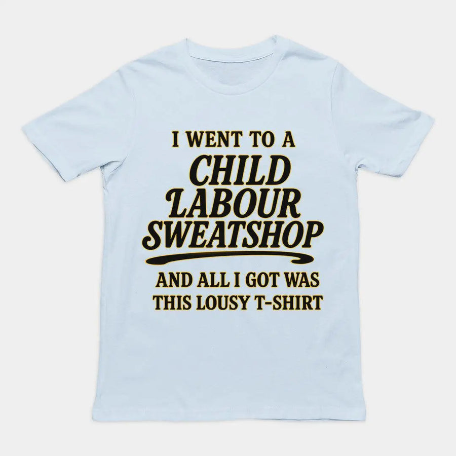 I went to a Child Labour Sweatshop and all I got was this lousy t-shirt T-Shirt - Orbital Clothing