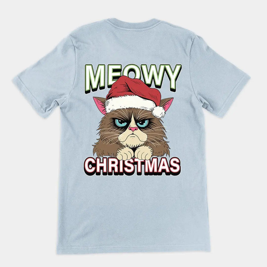 Meowy Christmas t-shirt (backprint) - Orbital Clothing