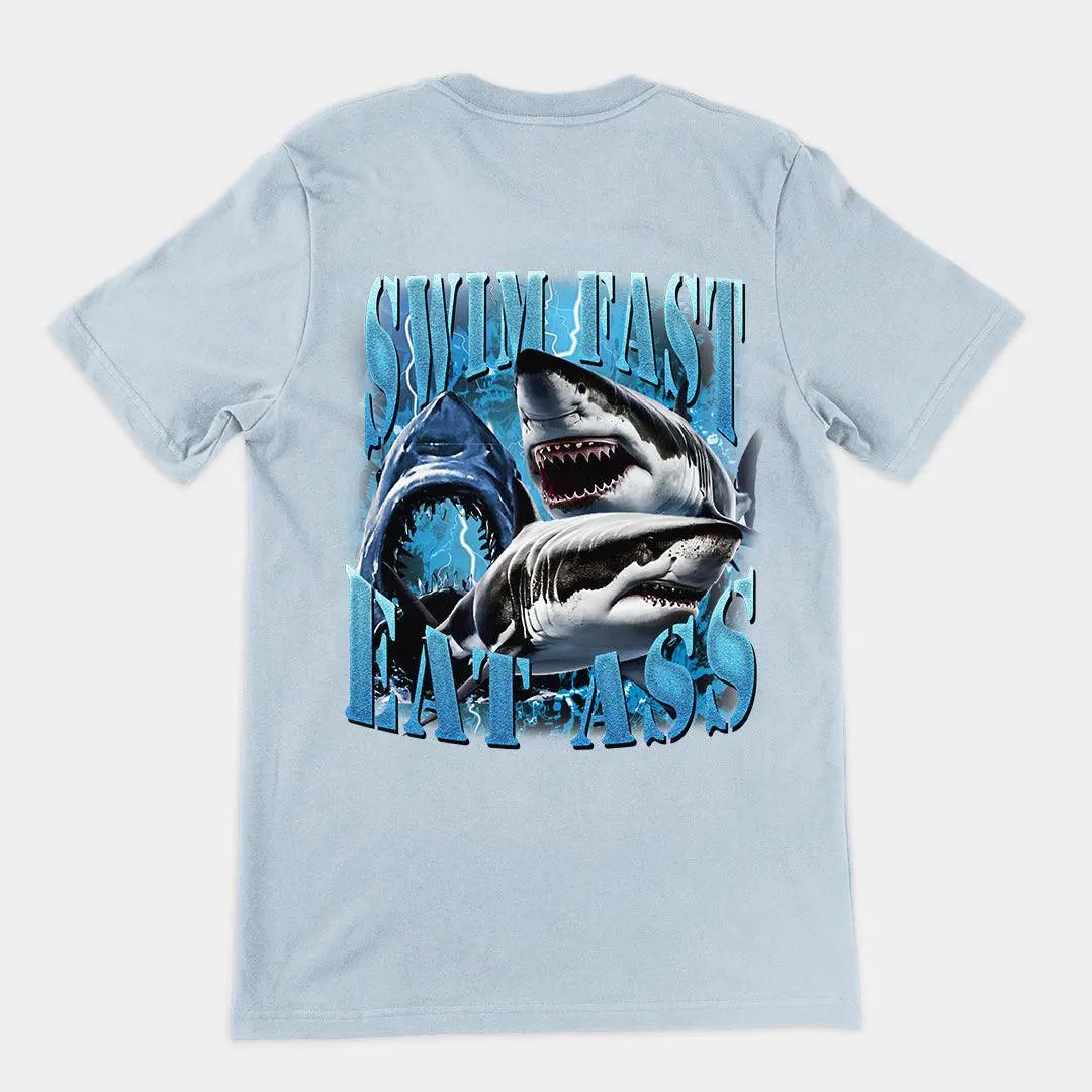Swim Fast Eat Ass t-shirt (backprint) - Orbital Clothing