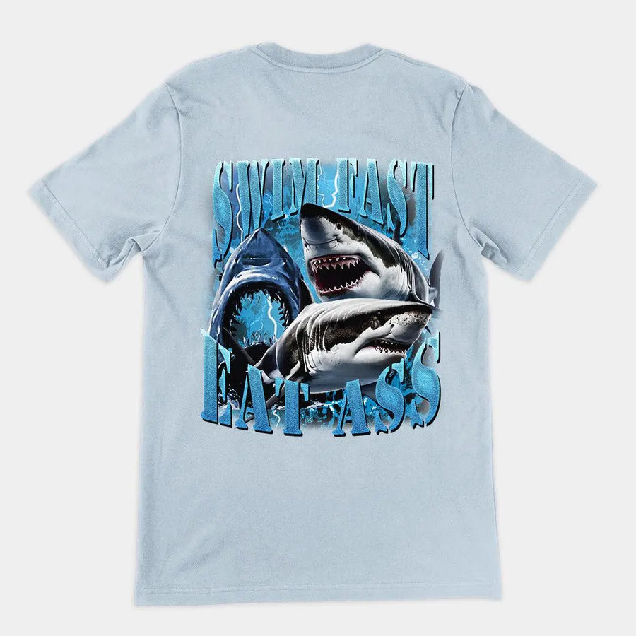 Swim Fast Eat Ass t-shirt (backprint) - Orbital Clothing