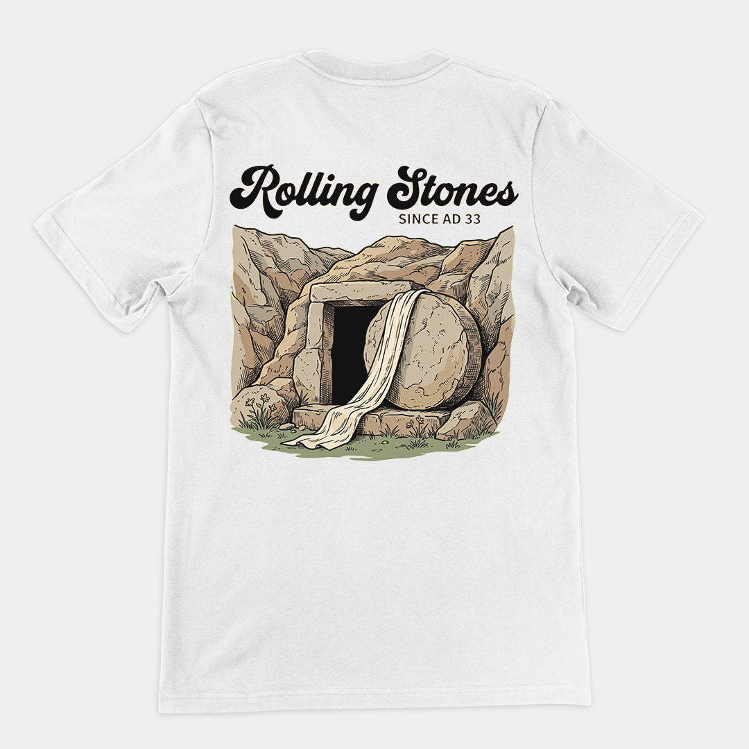 Rolling Stones since AD 33 (Jesus Resurrection) T-Shirt (backprint) Orbital Clothing