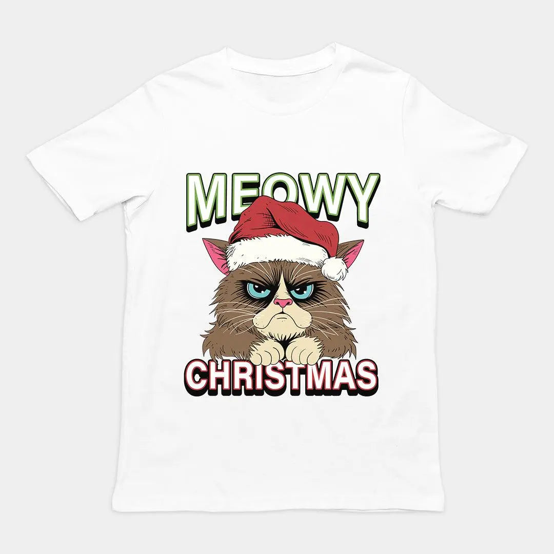 Meowy Christmas T-Shirt - Orbital Clothing