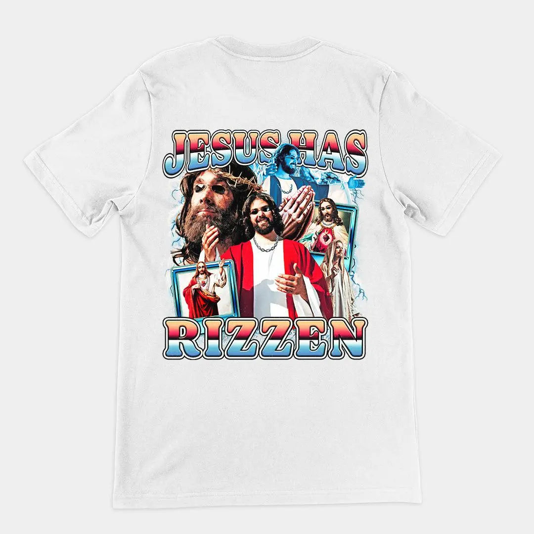 Jesus Has Rizzen (Updated Design) t-shirt (backprint) - Orbital Clothing