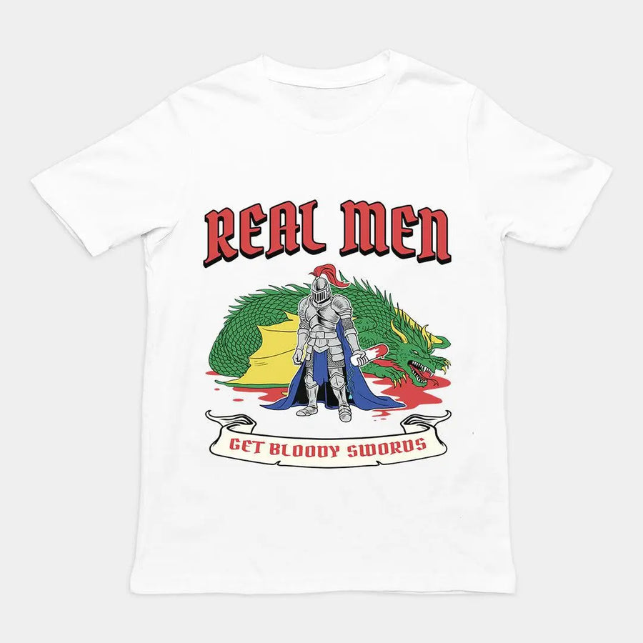 Real Men Get Bloody Swords T-Shirt - Orbital Clothing