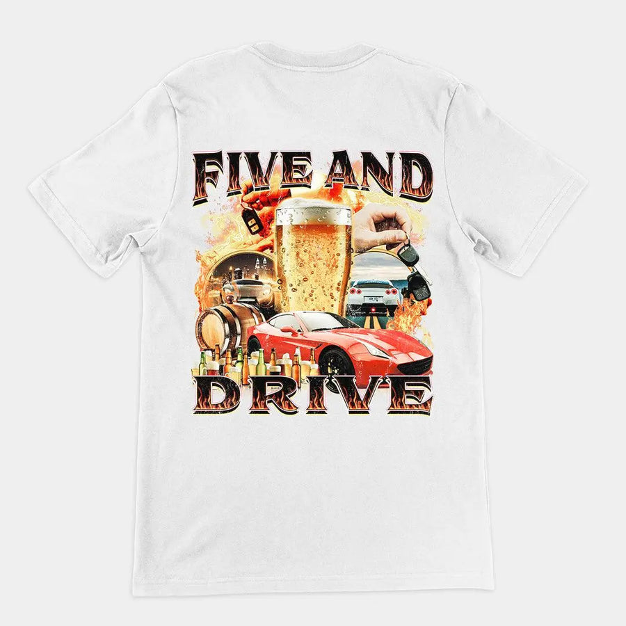 Five and Drive t-shirt (backprint) - Orbital Clothing