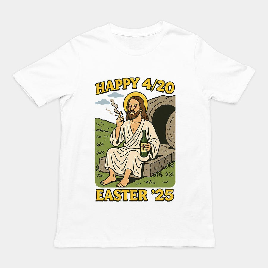Happy 4/20 Easter '25 Jesus T-Shirt - Orbital Clothing