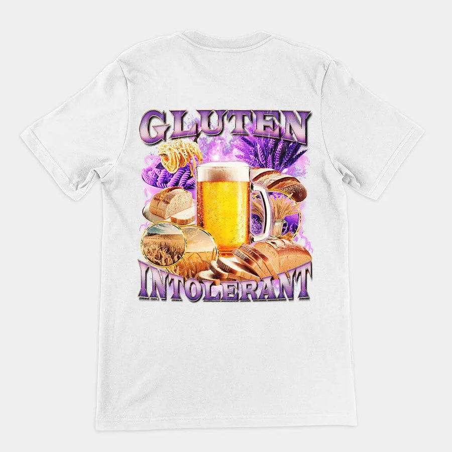 Gluten Intolerant (Updated Design) t-shirt (backprint) - Orbital Clothing