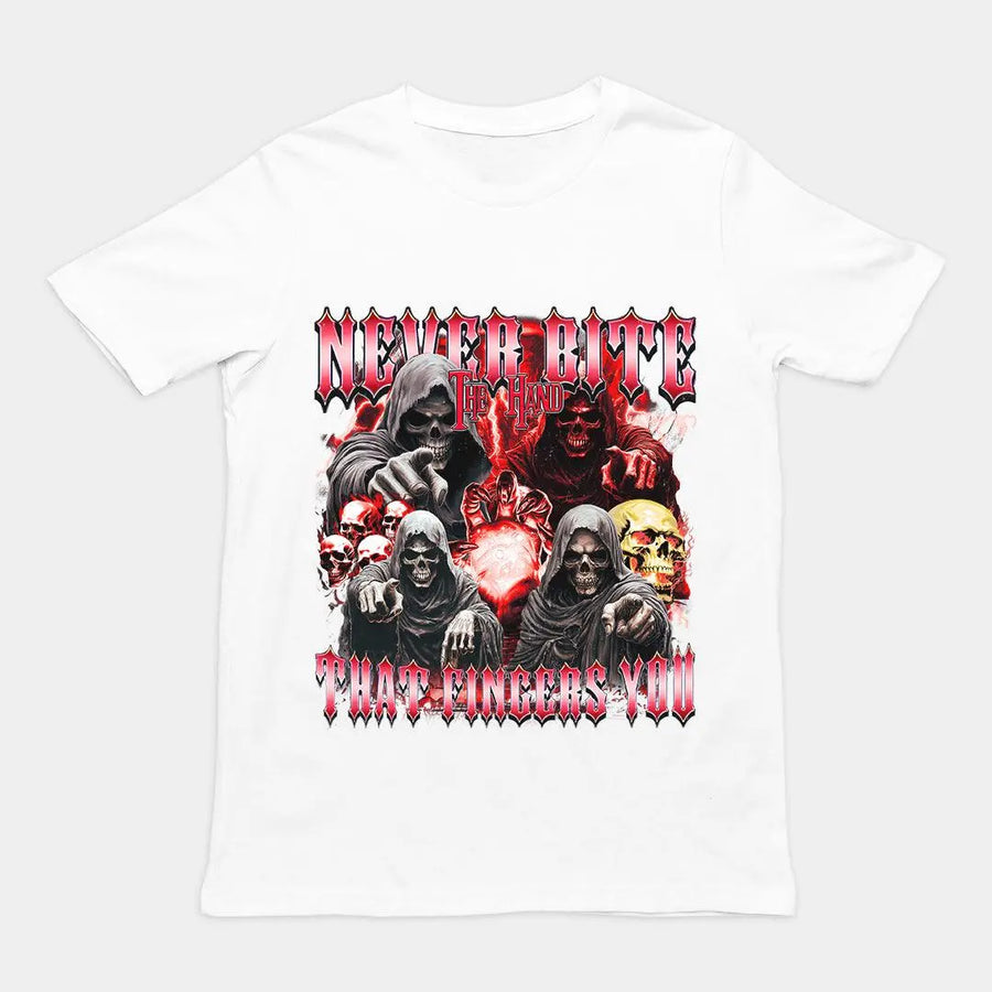Never Bite the Hand that Fingers You T-Shirt - Orbital Clothing
