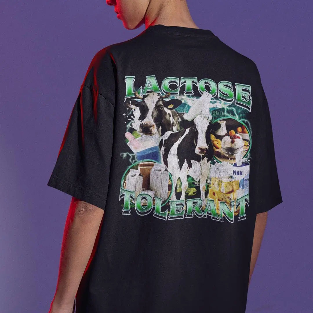 Lactose Tolerant t-shirt (backprint) - Orbital Clothing