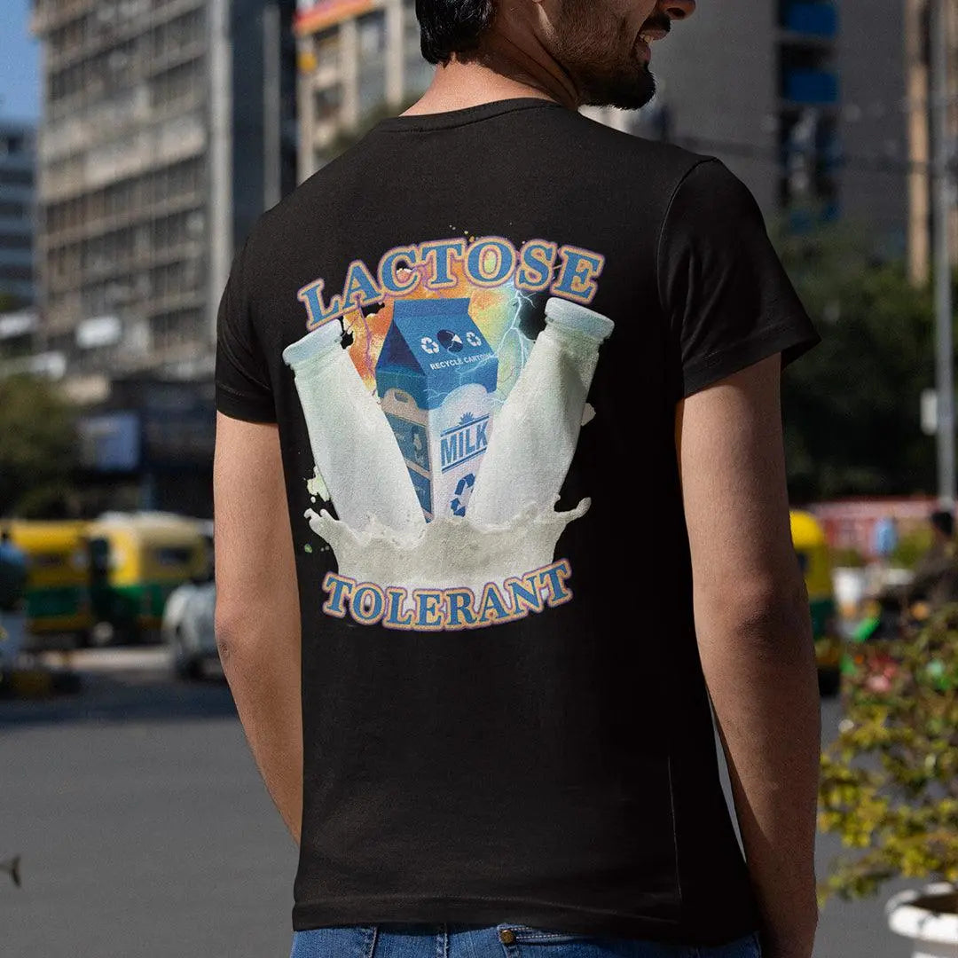 Lactose Tolerant (OG design) t-shirt (backprint) - Orbital Clothing
