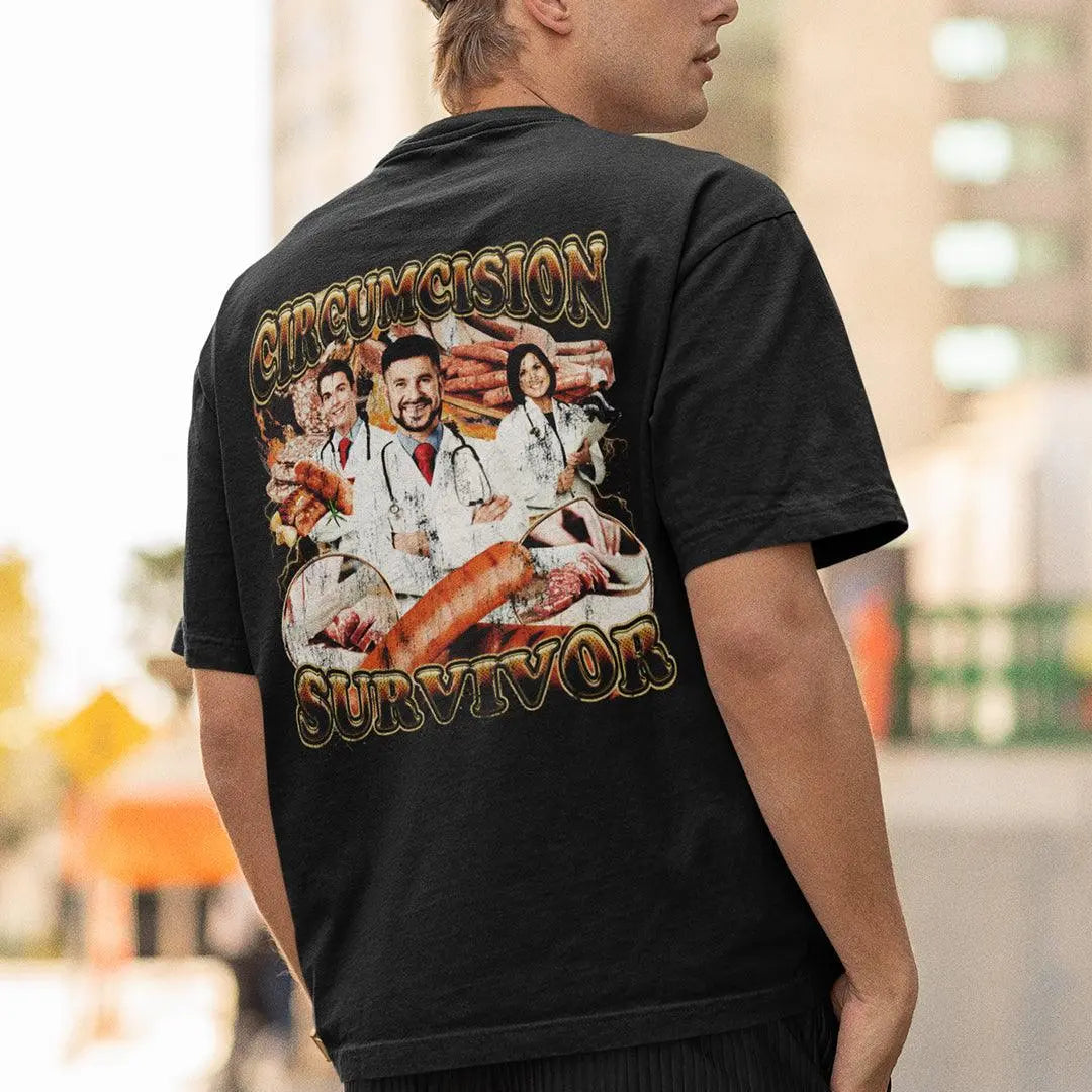 Circumcision Survivor t-shirt (backprint) - Orbital Clothing