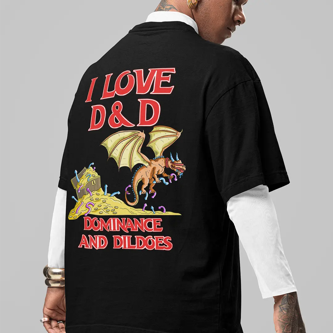 I Love D&D (Dominance and Dildoes) t-shirt (backprint) - Orbital Clothing