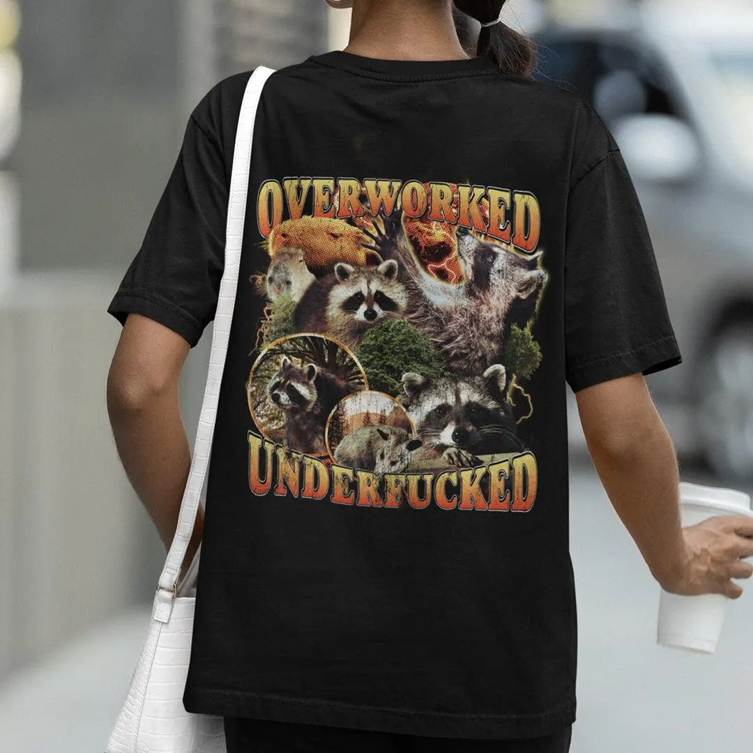 Overworked Underfucked t-shirt (backprint) - Orbital Clothing