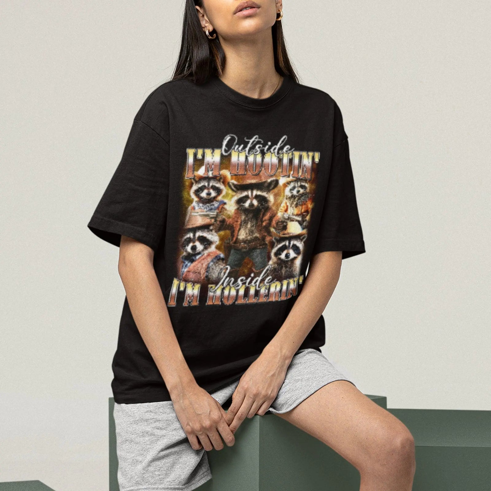 Outside I'm Hootin' Inside I'm Hollerin T-Shirt - Orbital Clothing