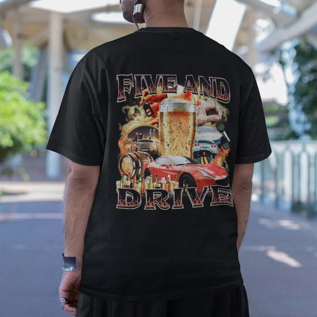 Five and Drive t-shirt (backprint) - Orbital Clothing