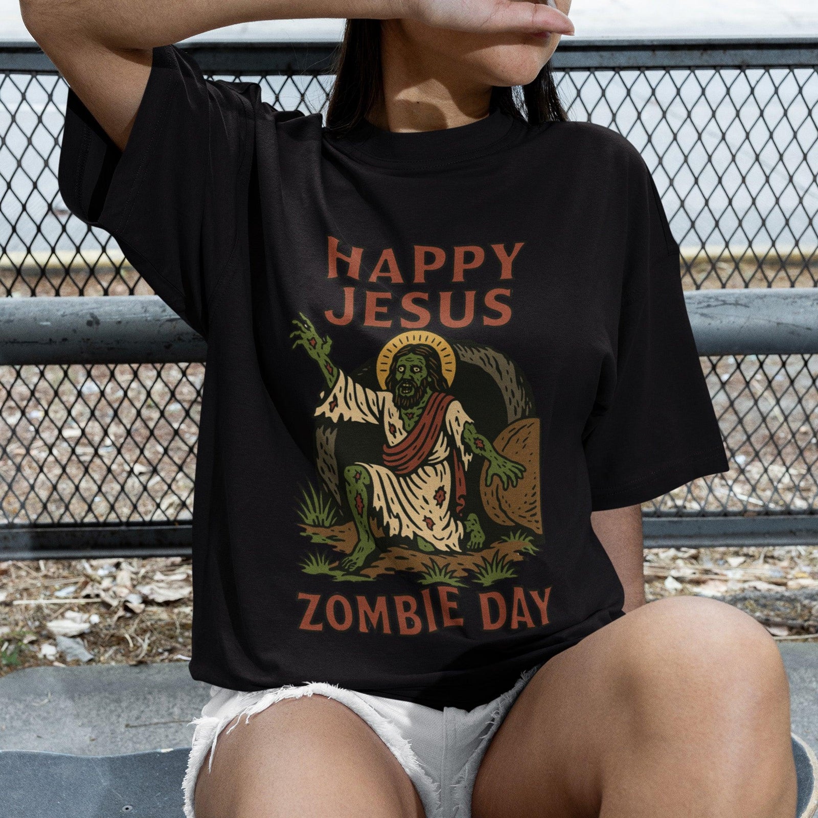 Happy Jesus Zombie Day T-Shirt - Orbital Clothing