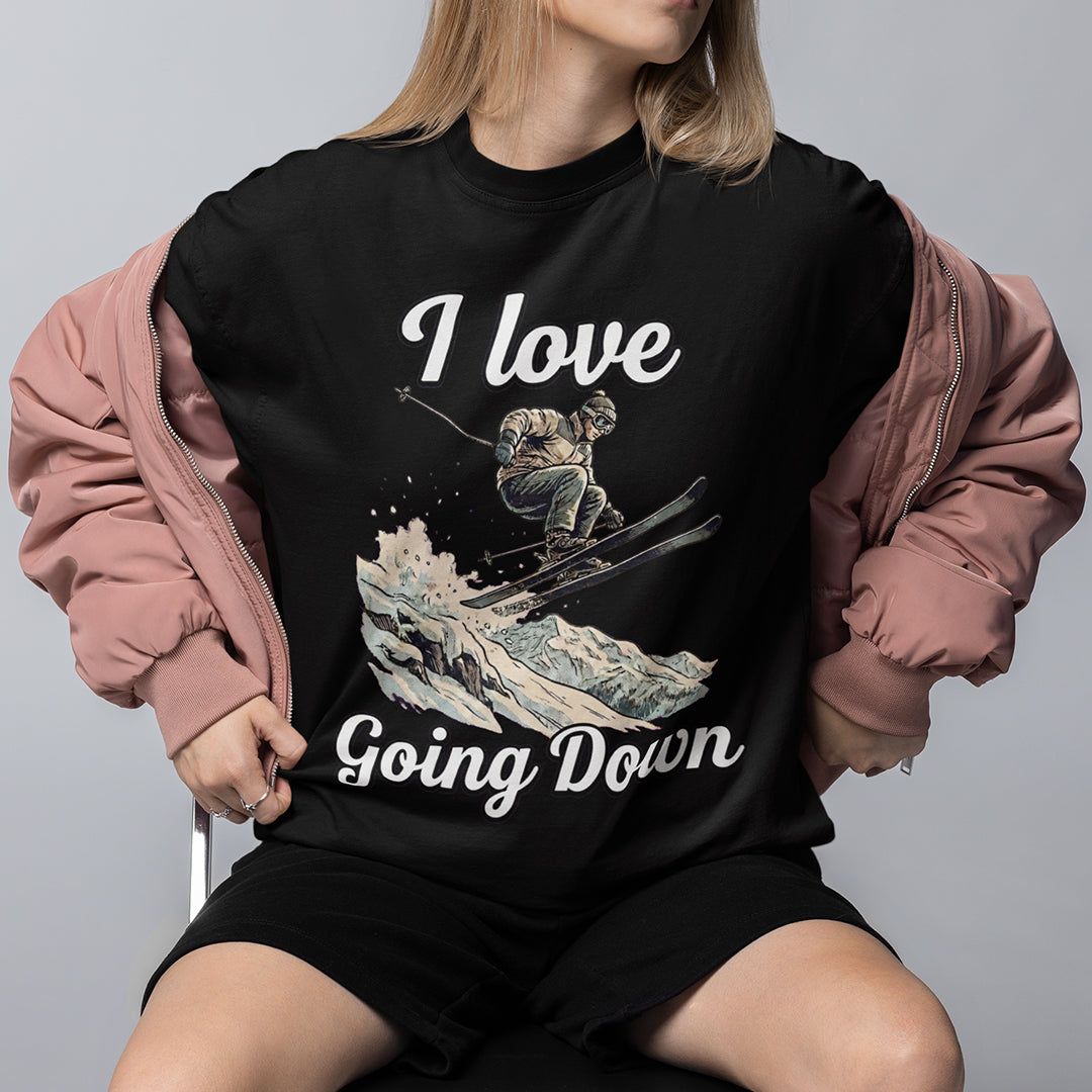 I love going down (skiing) T-Shirt Orbital Clothing