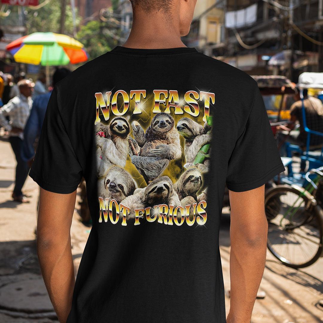 Not Fast Not Furious t-shirt (backprint) - Orbital Clothing