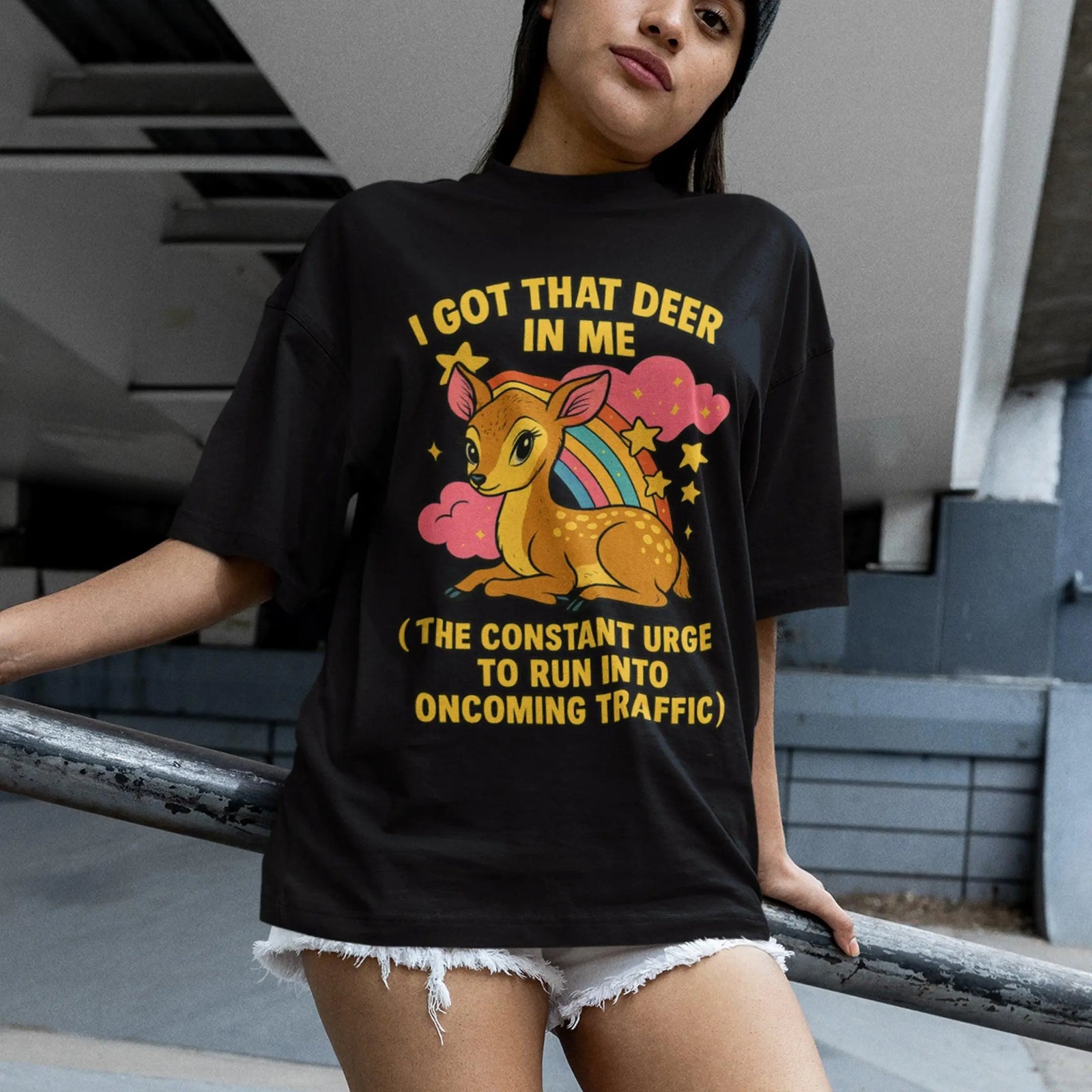 I Got that deer in me (the constant urge to run into upcoming traffic) T-Shirt - Orbital Clothing